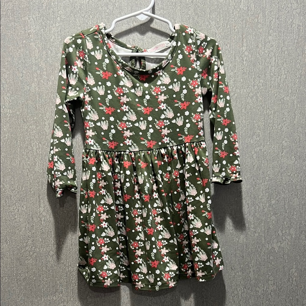 Floral Green Kids Dress